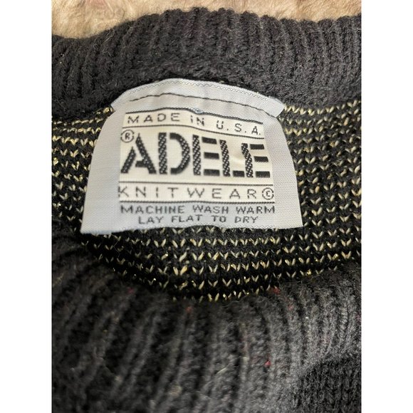 Vintage Adele 80's Cosey Black Acrylic and Gold Lurex‎ Brocade Design Sweater - Picture 3 of 10